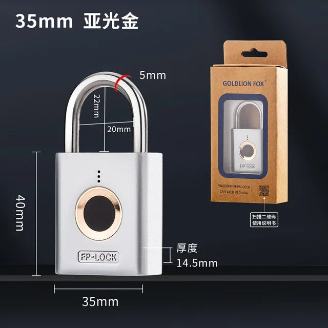 Convenient Fingerprint Lock Padlock Unlock with One Touch, Heavy Duty Weatherproof Portable Security Lock for School,  Outdoor