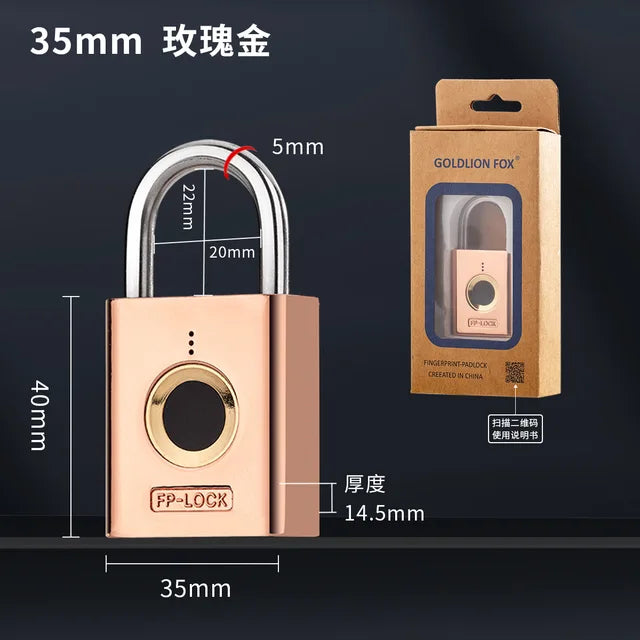 Convenient Fingerprint Lock Padlock Unlock with One Touch, Heavy Duty Weatherproof Portable Security Lock for School,  Outdoor