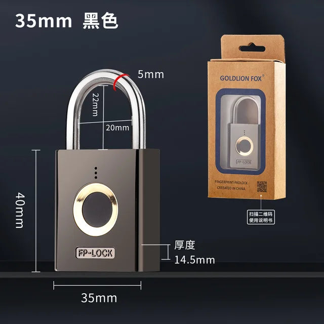 Convenient Fingerprint Lock Padlock Unlock with One Touch, Heavy Duty Weatherproof Portable Security Lock for School,  Outdoor