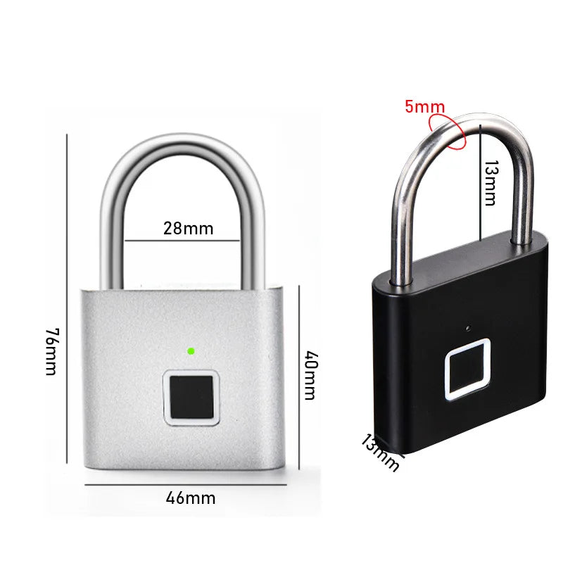 Convenient Fingerprint Lock Padlock Unlock with One Touch, Heavy Duty Weatherproof Portable Security Lock for School,  Outdoor