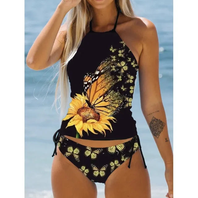 Costume da bagno da donna Coconut coulisse laterale Halter Neck Tankini Set Summer Beach Wear Cute Swimwear costume da bagno donna Bikini Sexy