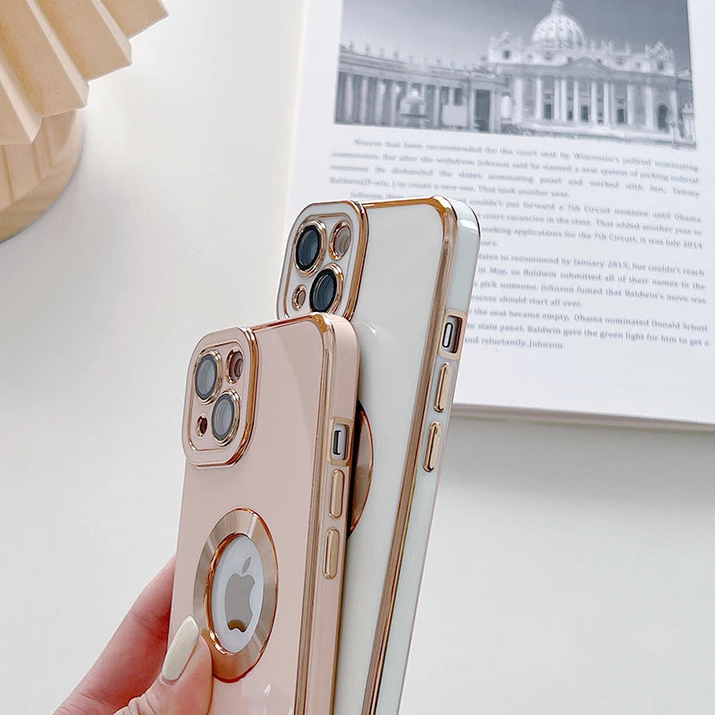 Luxury Plating Shockproof Case for iPhone 15 14 13 12 11 Pro Max Silicone Cover for Apple 14 15 Plus Phone Accessories Coque