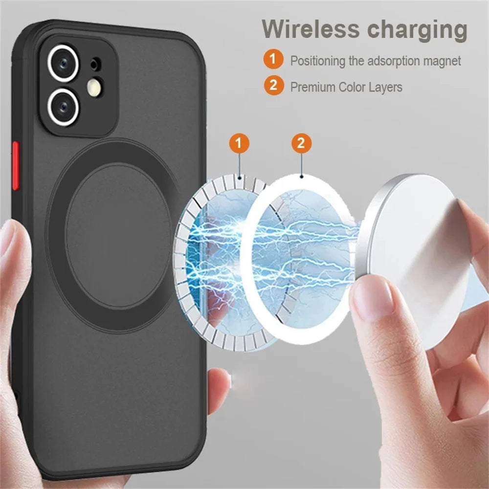 Luxury Matte Frosted Magnetic Wireless Charging Case for Samsung Galaxy S23 S22 S21 Ultra Plus Shockproof Hard Case