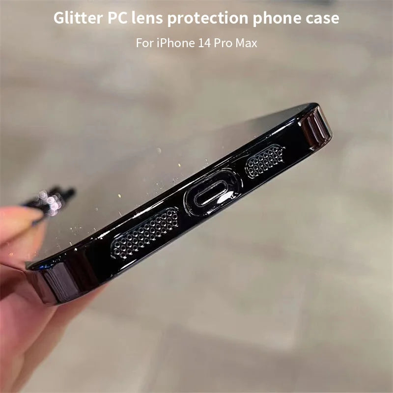 Luxuriöse galvanisierte Glitzer-Handyhülle für IPhone 11 15 12 13 14 Pro Max, stoßfeste, klare, transparente Schutzhülle