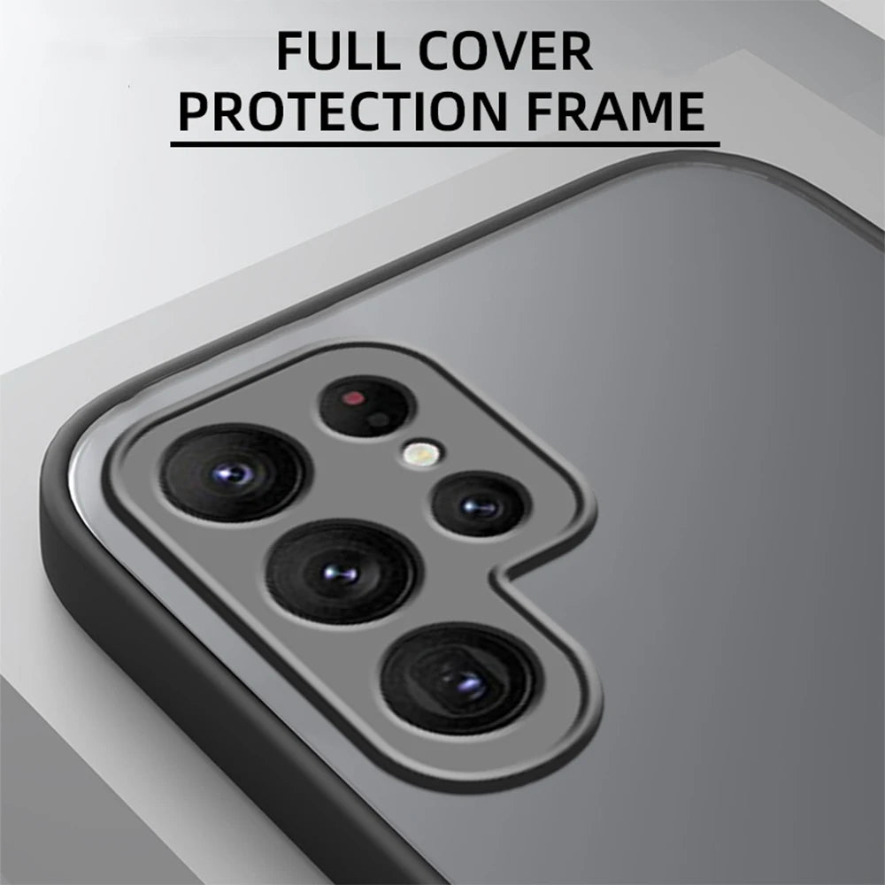 Matte Armor Phone Case for Samsung Galaxy S23 S22 S21 Ultra Plus A52 A52S A53 A54 A14 A13 A12 A32 5G Shockproof Bumper Hard Case