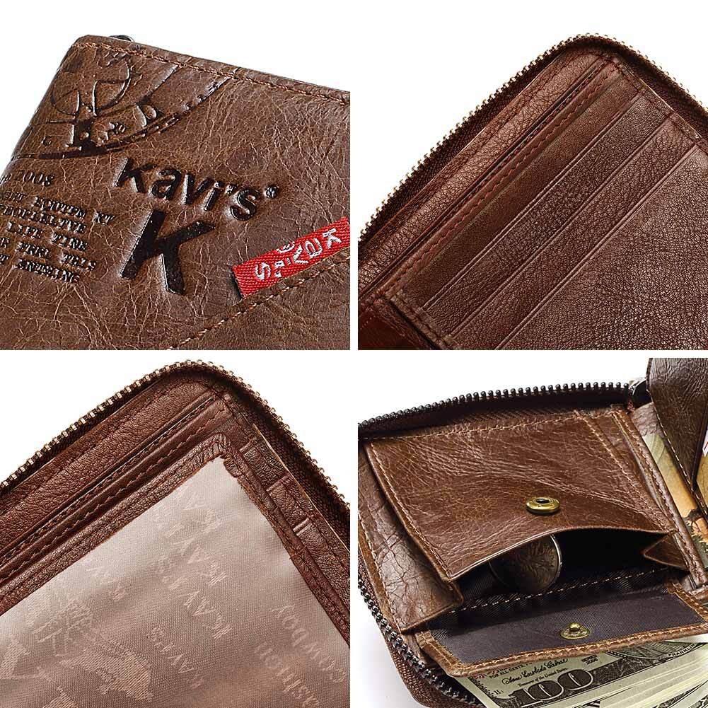 Men's Short Leather Short Zipper Head Layer Leather Retro Youth Fashion Multifunctional Soft Wallet 