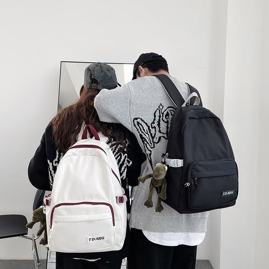 Fashion Simple Girls High School Students Backpacks Contrasting Color Trend Ins Japanese Casual Backpacks Men