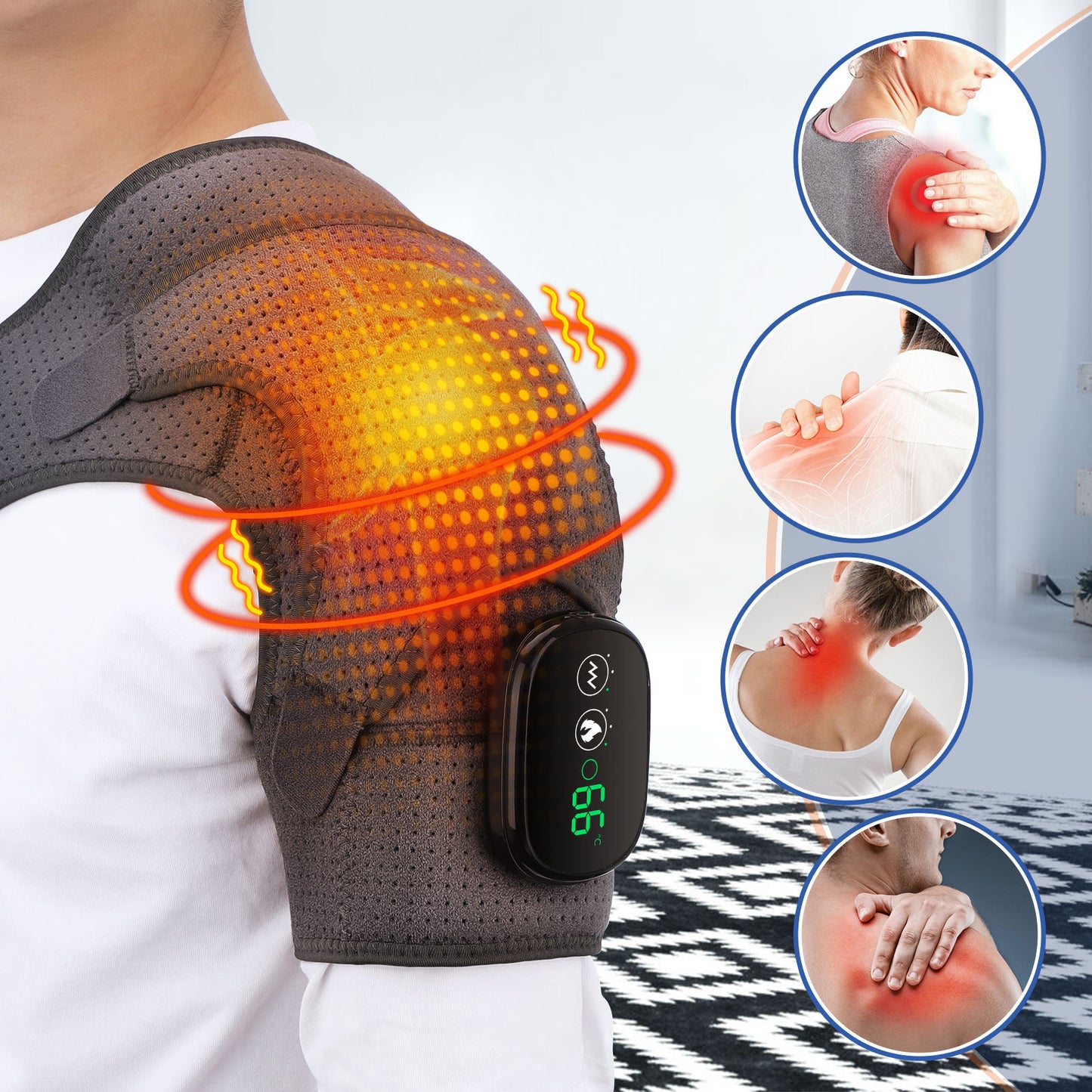 New Electric Heating Vibration Massage Heating Shoulder Pads Charging Shoulder And Neck Joints Warm Elderly Health Care Protective Gear