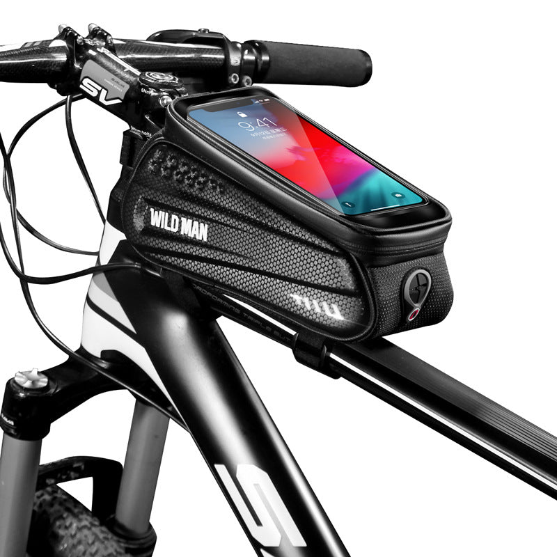 WILD MAN Hard shell bicycle bag front beam bag mountain bike phone touch screen upper tube bag saddle bag riding equipment