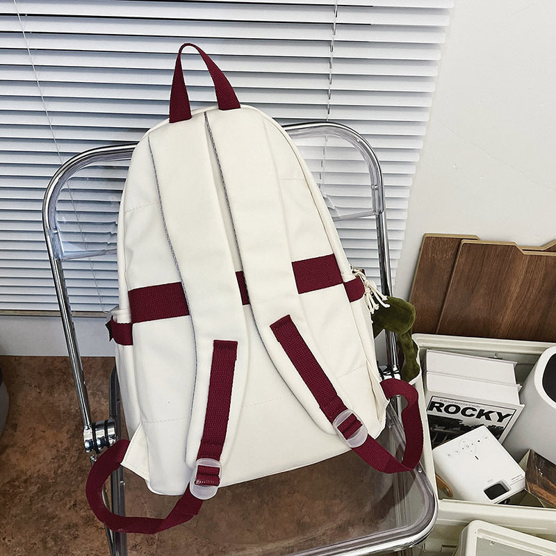 Fashion Simple Girls High School Students Backpacks Contrasting Color Trend Ins Japanese Casual Backpacks Men