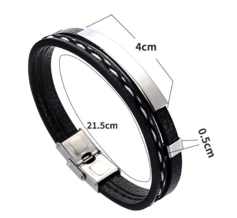 Delysia King 2021 Trendy Men Leatherwear Weave Bracelet Leisure Color Contrast Stainless Steel Bracelet