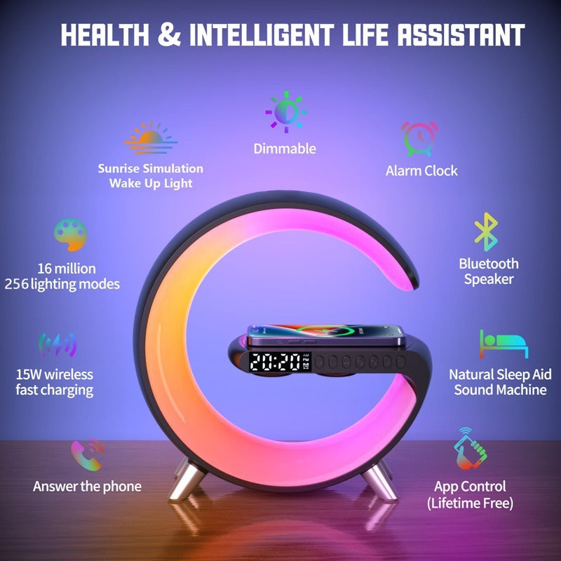 Neue intelligente Bluetooth-Lautsprecher-Projektionslampe, kabellos, wiederaufladbar, Nachttisch-Nachtlicht, Sonnenaufgang, Wecklampe, Polar-Atmosphäre-Tischlampe