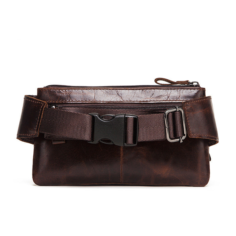 Genuine Leather Men's Waist Bag First Layer Leather Multifunctional Chest Bag Retro Messenger Bag