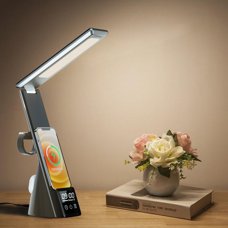 Newest Multi-Function Table Lamp Clock Convenient Three In One Fast Charger For Mobile Phone Watch Headset Wireless Charging 