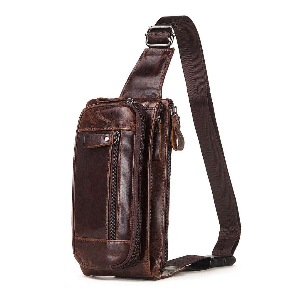 Genuine Leather Men's Waist Bag First Layer Leather Multifunctional Chest Bag Retro Messenger Bag