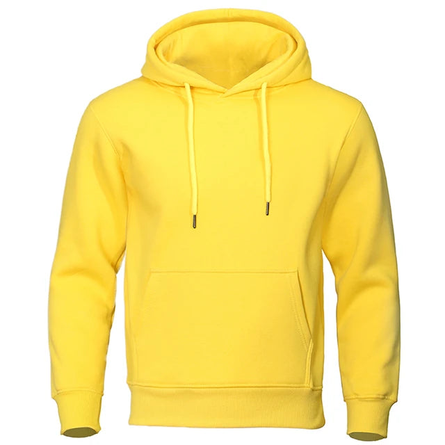 Solid Color Men's Hoodies Warm Fleece Men's Sweatshirt Fashion Streetwear Loose Breathable Pullovers Men's Casual Brand Hoodie