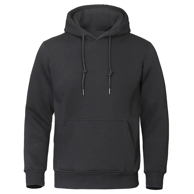 Solid Color Men's Hoodies Warm Fleece Men's Sweatshirt Fashion Streetwear Loose Breathable Pullovers Men's Casual Brand Hoodie