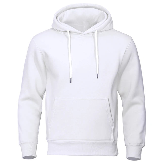 Solid Color Men's Hoodies Warm Fleece Men's Sweatshirt Fashion Streetwear Loose Breathable Pullovers Men's Casual Brand Hoodie