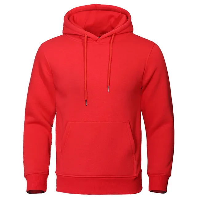 Solid Color Men's Hoodies Warm Fleece Men's Sweatshirt Fashion Streetwear Loose Breathable Pullovers Men's Casual Brand Hoodie