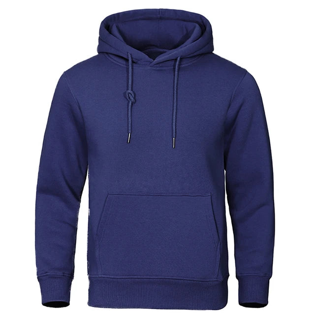 Solid Color Men's Hoodies Warm Fleece Men's Sweatshirt Fashion Streetwear Loose Breathable Pullovers Men's Casual Brand Hoodie