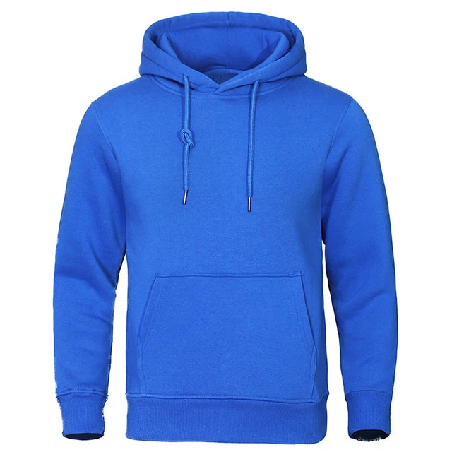 Solid Color Men's Hoodies Warm Fleece Men's Sweatshirt Fashion Streetwear Loose Breathable Pullovers Men's Casual Brand Hoodie