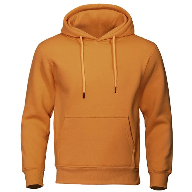 Solid Color Men's Hoodies Warm Fleece Men's Sweatshirt Fashion Streetwear Loose Breathable Pullovers Men's Casual Brand Hoodie