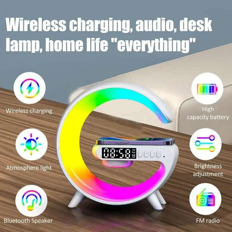 G altoparlanti lampada sveglia con caricabatterie Wireless G altoparlanti lampada sveglia a ricarica rapida caricabatterie Wireless luce notturna Decor