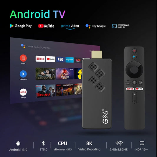 G96 H313 2GB RAM 8GB ROM Tv Stick 4k android 13.0 ATV UI BT voice remote fire tv stick 4k VS amazon fire stick 