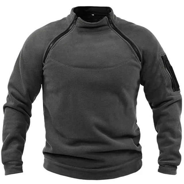 Men's Fleece Outdoor Tactical Jacket Clothing Warm Zippers Men's Pullover Windproof Coat Thermal Hiking Sweatshirt