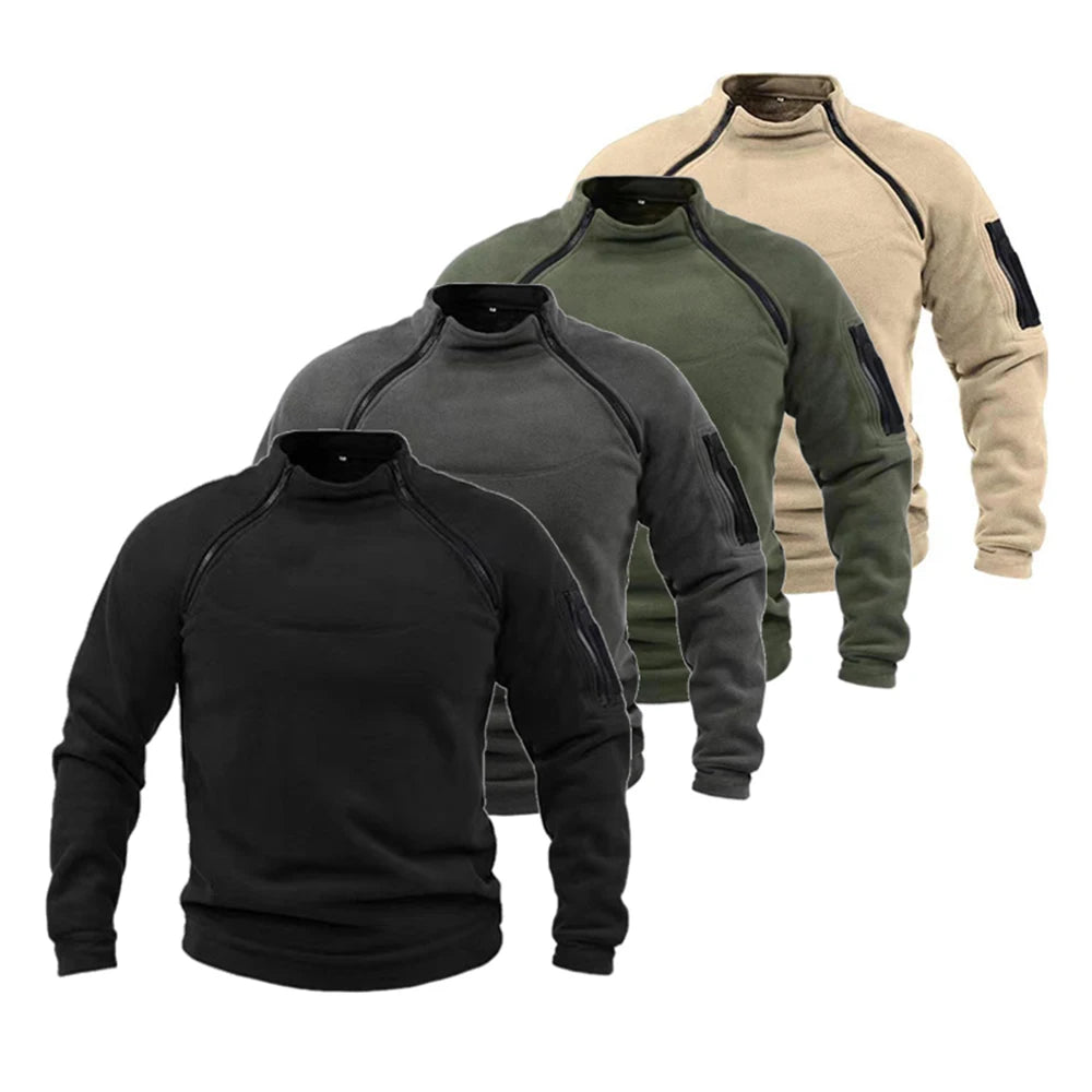 Men's Fleece Outdoor Tactical Jacket Clothing Warm Zippers Men's Pullover Windproof Coat Thermal Hiking Sweatshirt