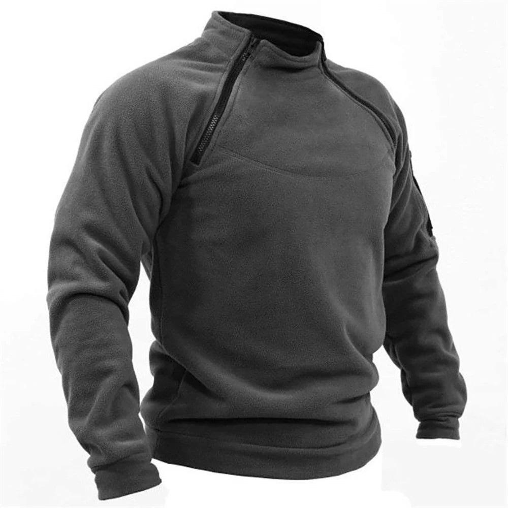 Men's Fleece Outdoor Tactical Jacket Clothing Warm Zippers Men's Pullover Windproof Coat Thermal Hiking Sweatshirt