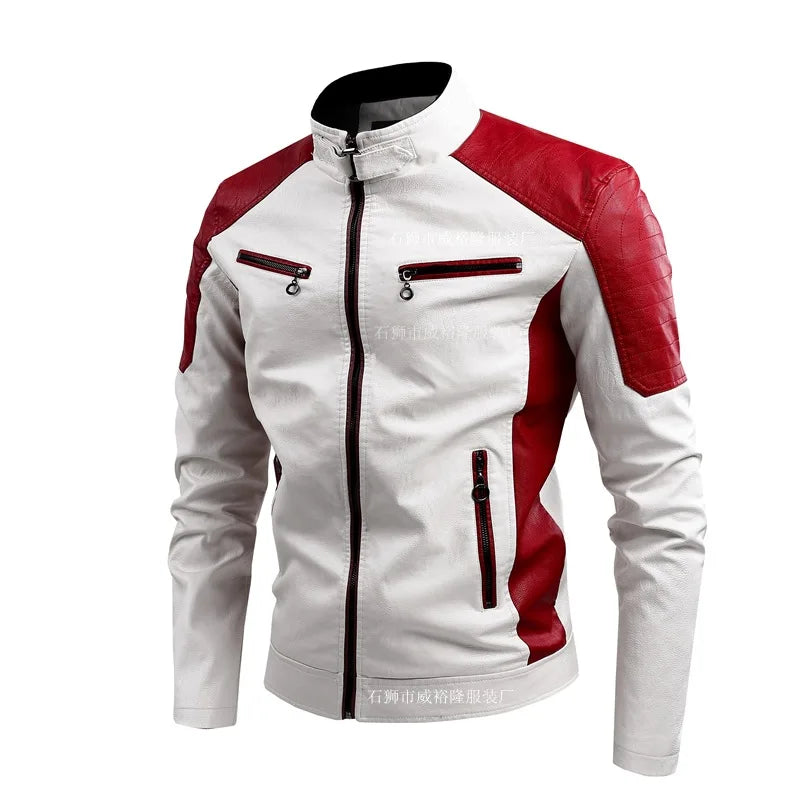 Stehkragen Motorrad Leder Jacken Männer Slim Fit Qualität PU Leder Mäntel Neue Mode Männlichen Herbst Casual Leder Jacken 5XL