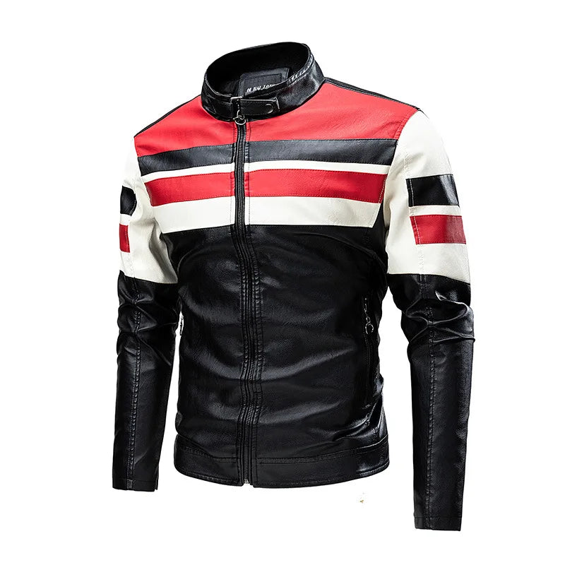 Stand Collar Motorcycle Leather Jackets Men Slim Fit Quality PU Leather Coats New Fashion Male Autumn Casual Leather Jackets 5XL