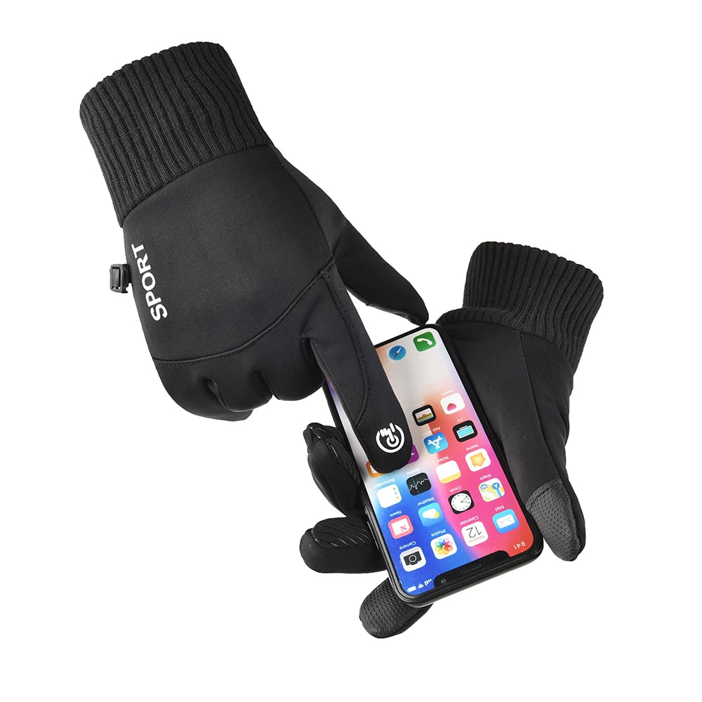 Men's Winter Waterproof Windproof Gloves Sports Fishing Touchscreen Driving Motorcycle Skiing Women's Non-slip Warm Cycling Gloves