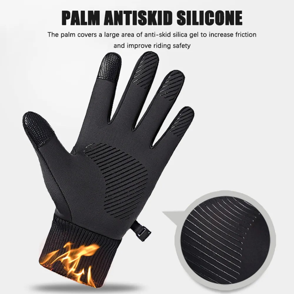 Men's Winter Waterproof Windproof Gloves Sports Fishing Touchscreen Driving Motorcycle Skiing Women's Non-slip Warm Cycling Gloves