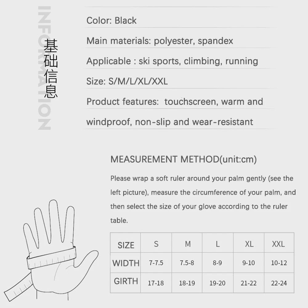 Men's Winter Waterproof Windproof Gloves Sports Fishing Touchscreen Driving Motorcycle Skiing Women's Non-slip Warm Cycling Gloves