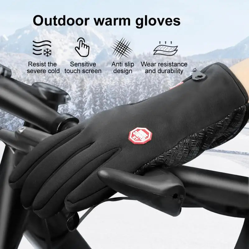 Winter Gloves for Men Waterproof Windproof Cold Gloves Snowboard Motorcycle Riding Driving Glove with Zipper Warm Touchscreen