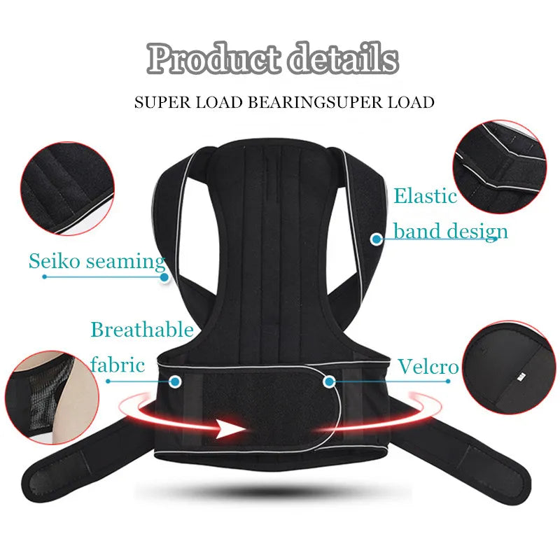 Tlinna Adjustable Back Spine Posture Corrector Adult Humpback Pain Back Support Brace Shoulder Belt Posture Correction