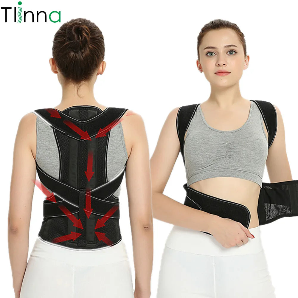 Tlinna Adjustable Back Spine Posture Corrector Adult Humpback Pain Back Support Brace Shoulder Belt Posture Correction