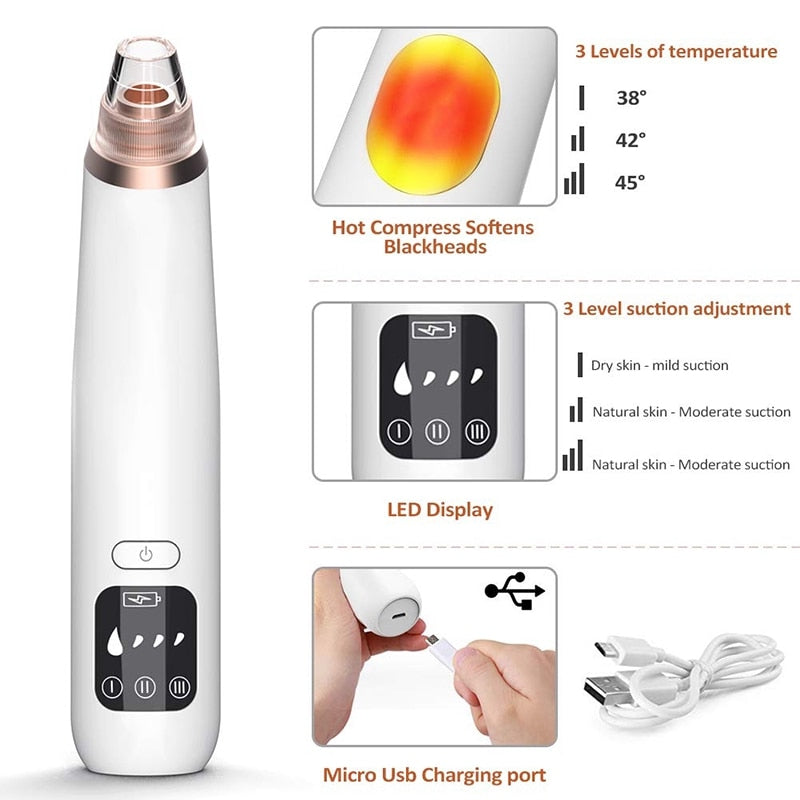 Pore ​​cleaner blackhead remover vacuum Face skin care Black heads Acne Pimple Removal Vacuum cleaner black dot Removal Tools 