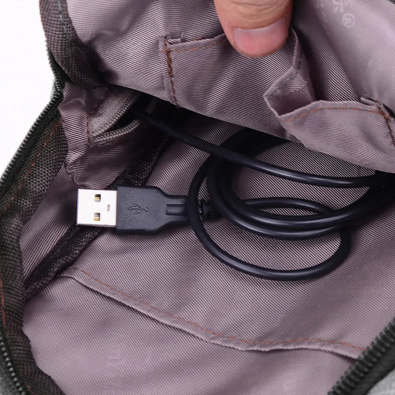 New Korean Men USB Sports Canvas Chest Bags Multifunctional Women Lovers Mini Outdoor Cross Body Bag Dropshipping