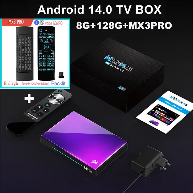 H96 MAX M9 AI Android 14 TV BOX NPU 6TOPS Rockchip RK3576 8-Core 2.4G 5G Wifi6 BT5.4 1000M LAN 8K 4K 120fps 4GB 64GB 8GB 128GB