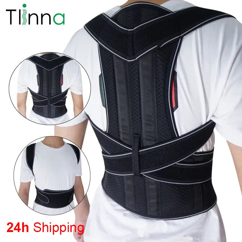 Tlinna Adjustable Back Spine Posture Corrector Adult Humpback Pain Back Support Brace Shoulder Belt Posture Correction