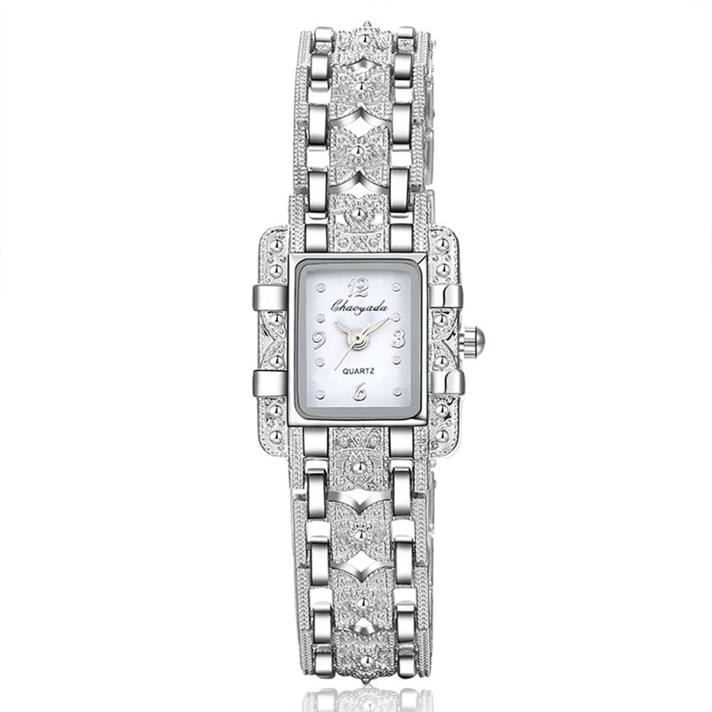 Women Watch Rectangle Dial Silver Stainless Steel Crystal Watches Fashion Quartz For Women ladies major relojes Hot Sale Relojes