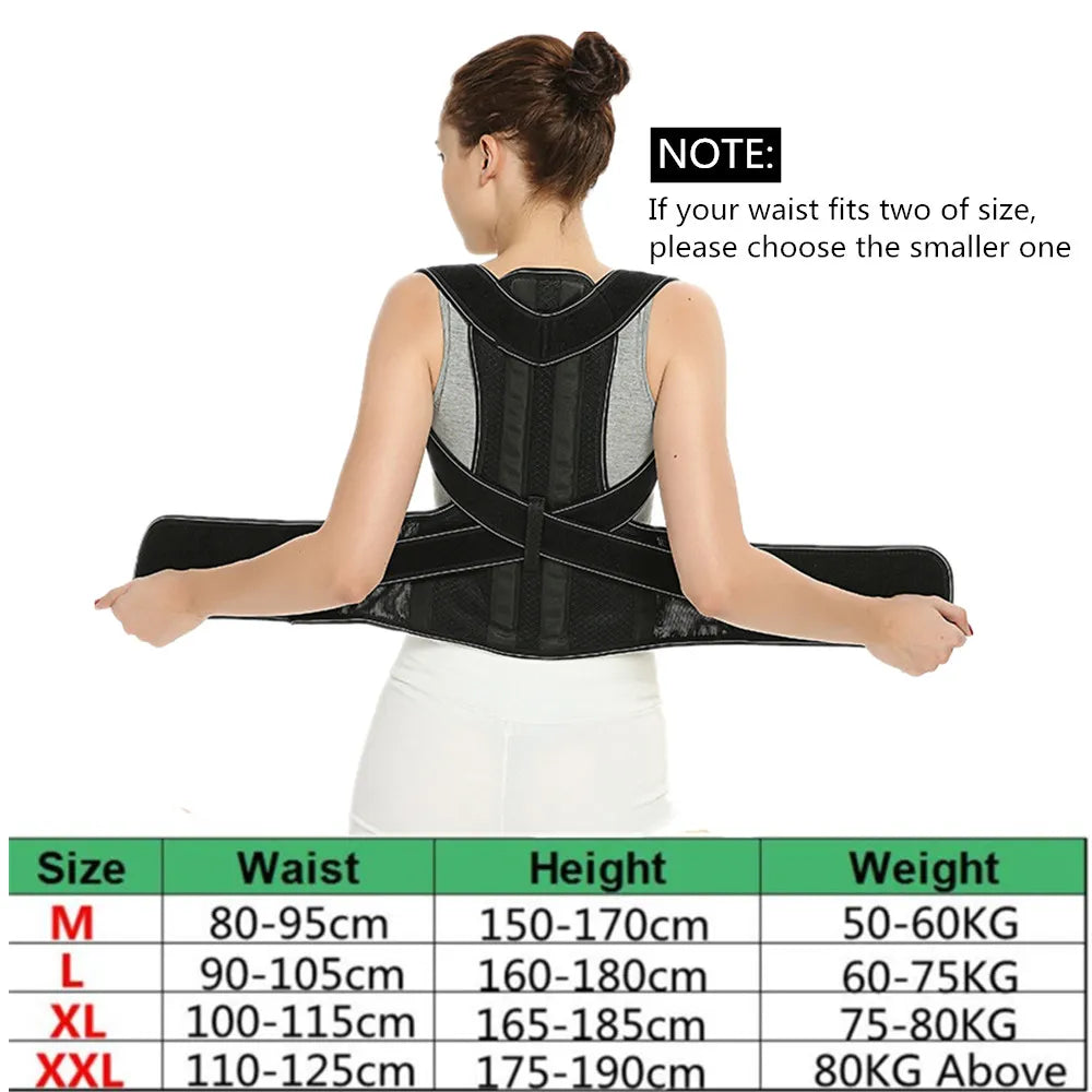 Tlinna Adjustable Back Spine Posture Corrector Adult Humpback Pain Back Support Brace Shoulder Belt Posture Correction