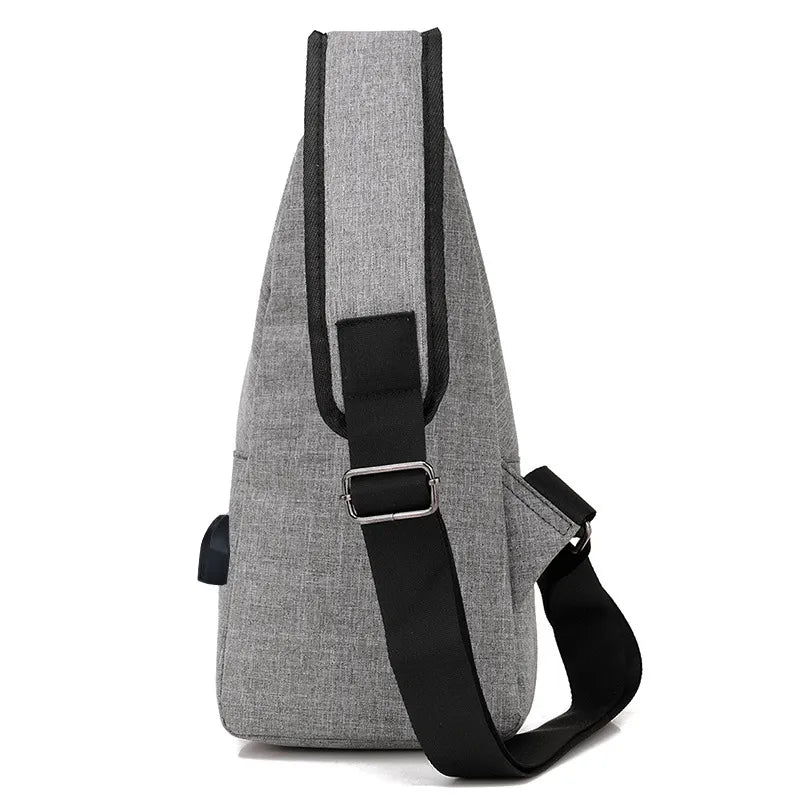 New Korean Men USB Sports Canvas Chest Bags Multifunctional Women Lovers Mini Outdoor Cross Body Bag Dropshipping