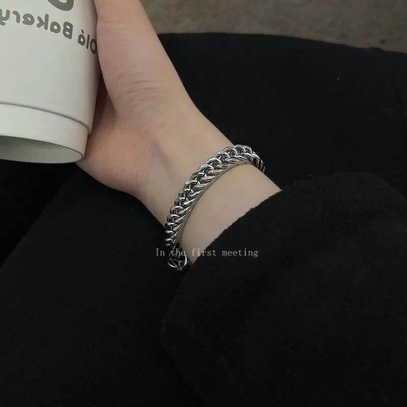 Hip Hop männer Armbänder Auf Hand Cuban Link Kette Harajuku Edelstahl Paar Armband Für Männer Hand Kette Goth schmuck