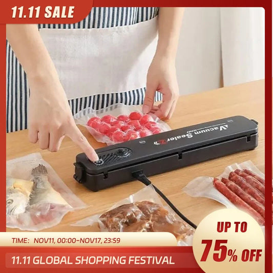 Food Vacuum Sealer Machine Automatic Vacuum Air Sealing System comes with 10 bags free LED light sealer