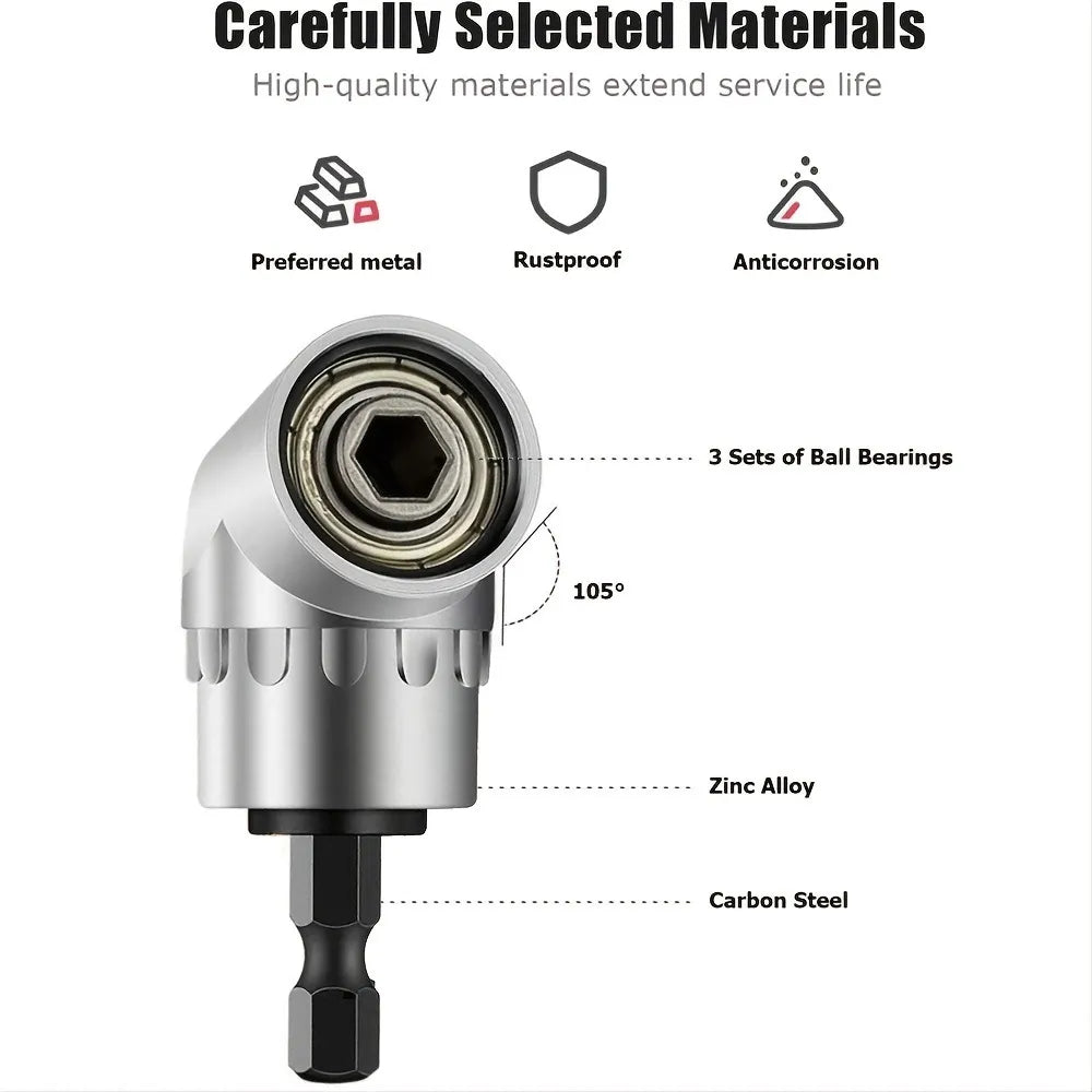 Impact Grade 105 Degree Angle Socket Adapter Power Hand Tool Part Driver Extension Set Screwdriver Holder Drill Nut Attachment