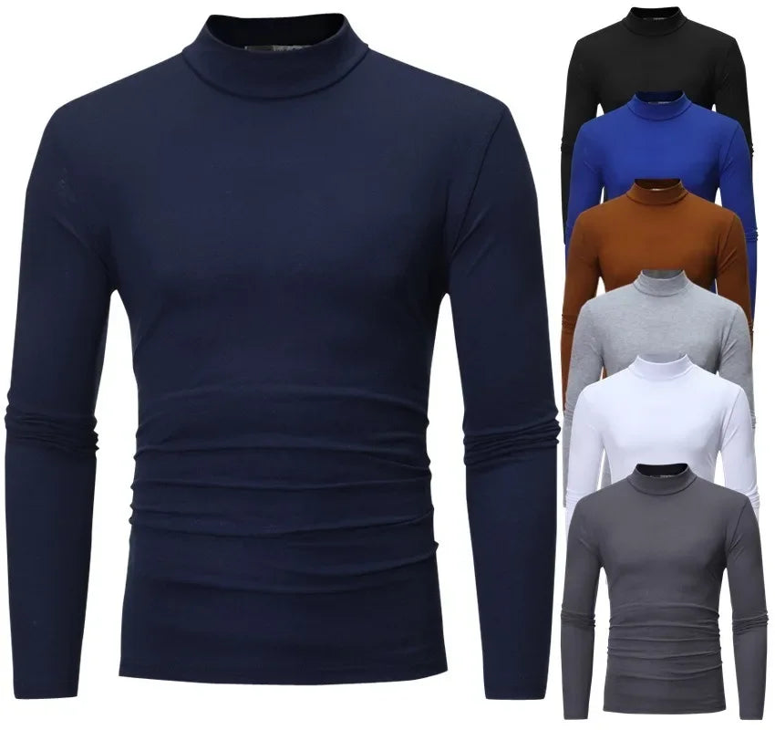 Men's Thermal Underwear Top Autumn Thermal Shirt Clothing Men's Tights High Neck Thin Slim Fit Long Sleeve T-Shirt Base Tee XXXL